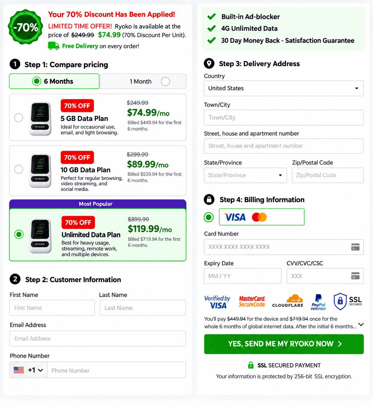 Ryoko Pro checkout page 